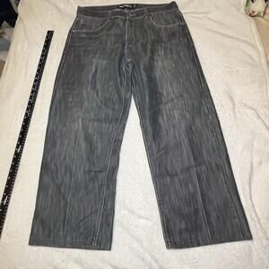 Avirex Pants Mens Size 36 Gray Chino Straight Flat Front 27 Inseam Embroidered